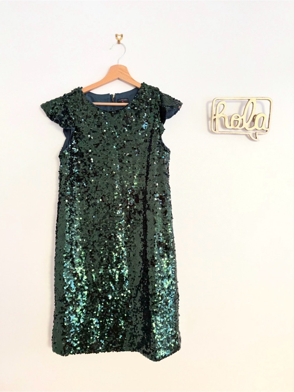 Crewcuts Girls Emerald Green Sequin Party Dress size 14